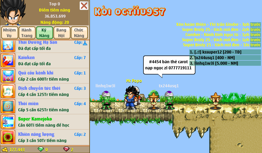 Nick Ngọc Rồng Online VIP giá rẻ, NickDaoquan.Vn, Shop Nick Ngọc Rồng