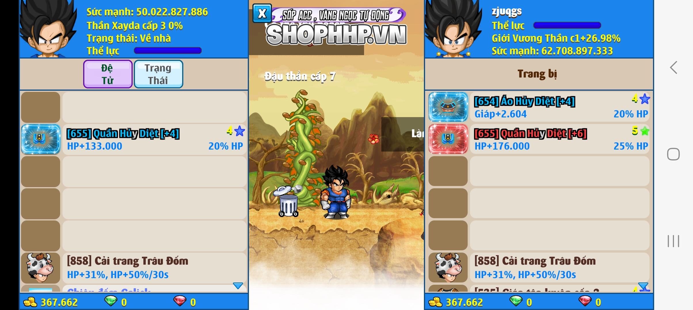 Nick Ngọc Rồng Online VIP giá rẻ, NickDaoquan.Vn, Shop Nick Ngọc Rồng