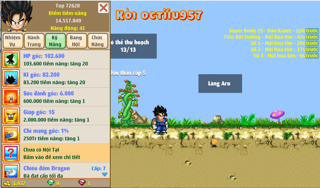 Nick Ngọc Rồng Online VIP giá rẻ, NickDaoquan.Vn, Shop Nick Ngọc Rồng
