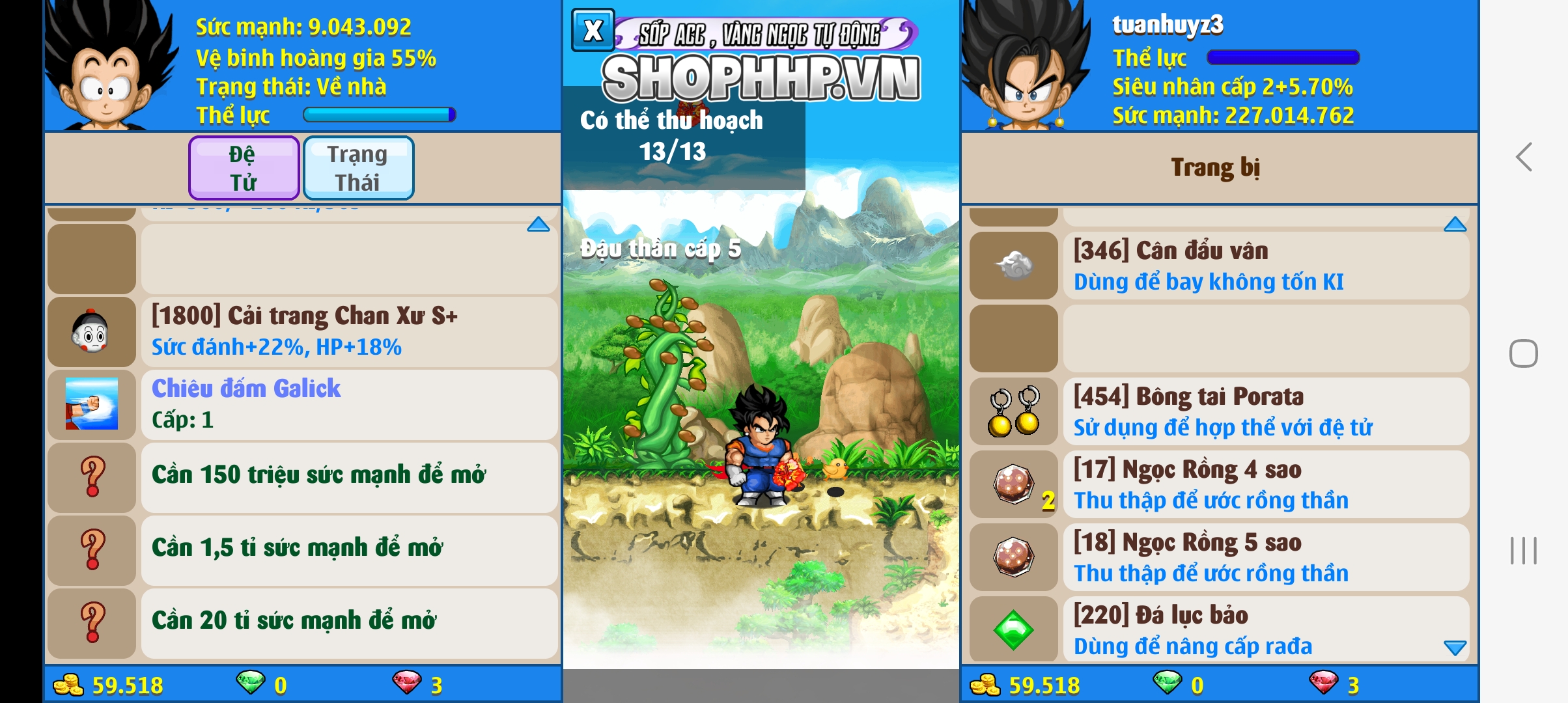 Nick Ngọc Rồng Online VIP giá rẻ, NickDaoquan.Vn, Shop Nick Ngọc Rồng