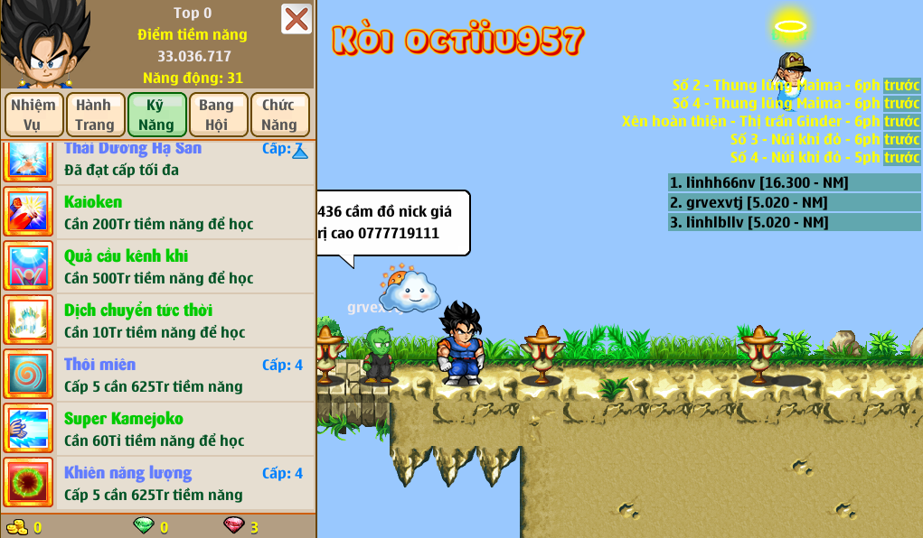 Nick Ngọc Rồng Online VIP giá rẻ, NickDaoquan.Vn, Shop Nick Ngọc Rồng